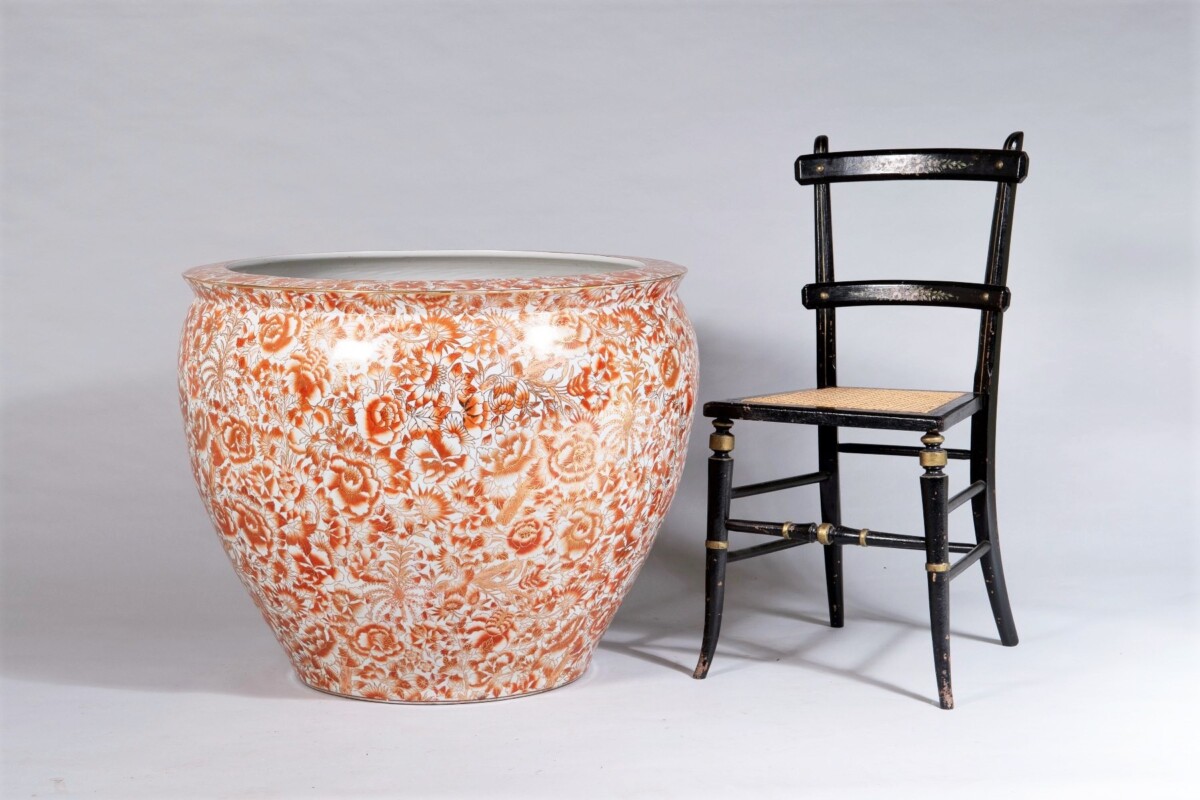Huge Scale 32" Decorative Chinese Porcelain Fish Bowl Jardinière Planter