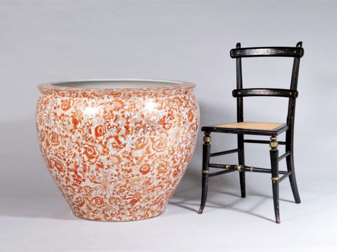 Huge Scale 32" Decorative Chinese Porcelain Fish Bowl Jardinière Planter
