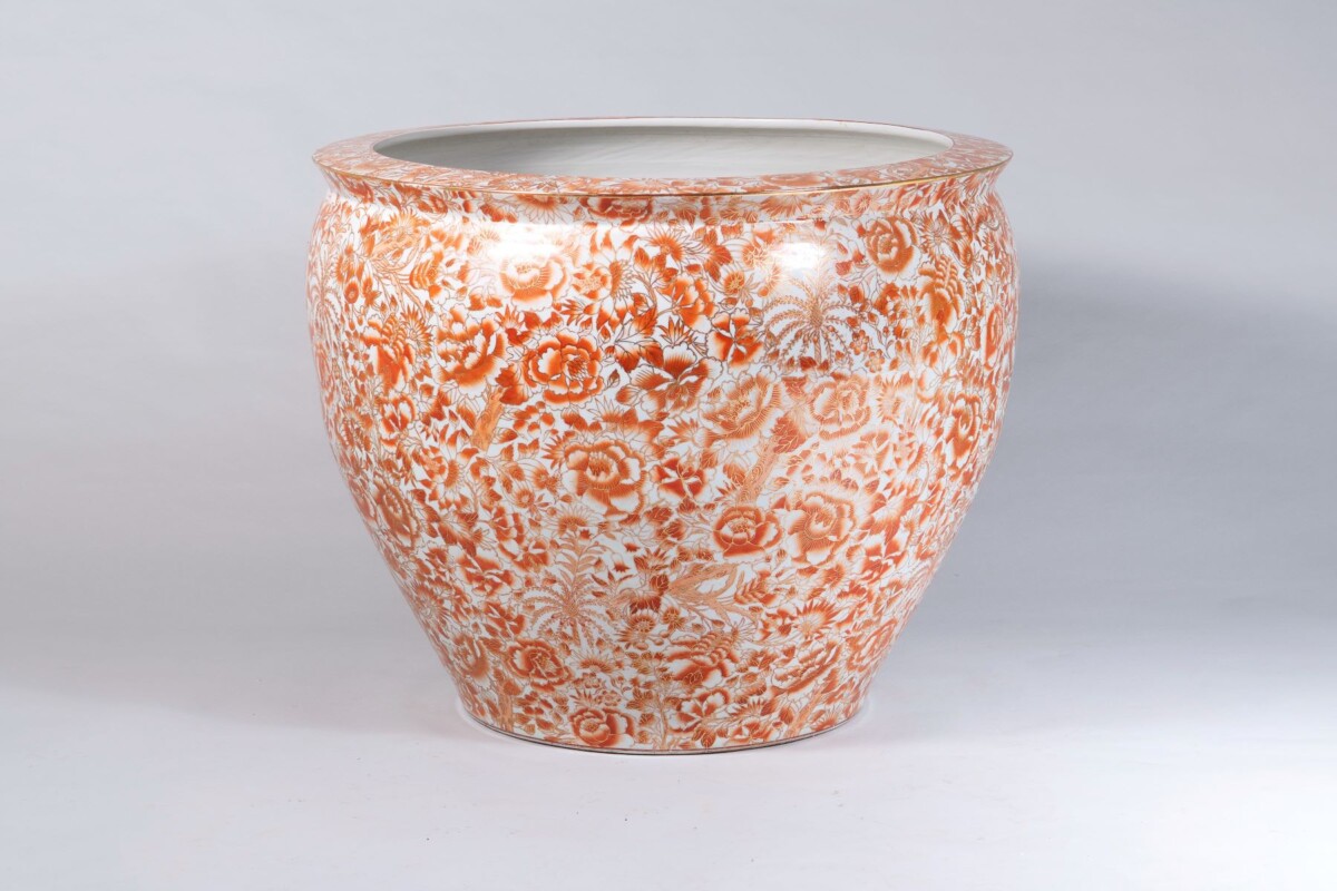 Huge Scale 32" Decorative Chinese Porcelain Fish Bowl Jardinière Planter - Image 5