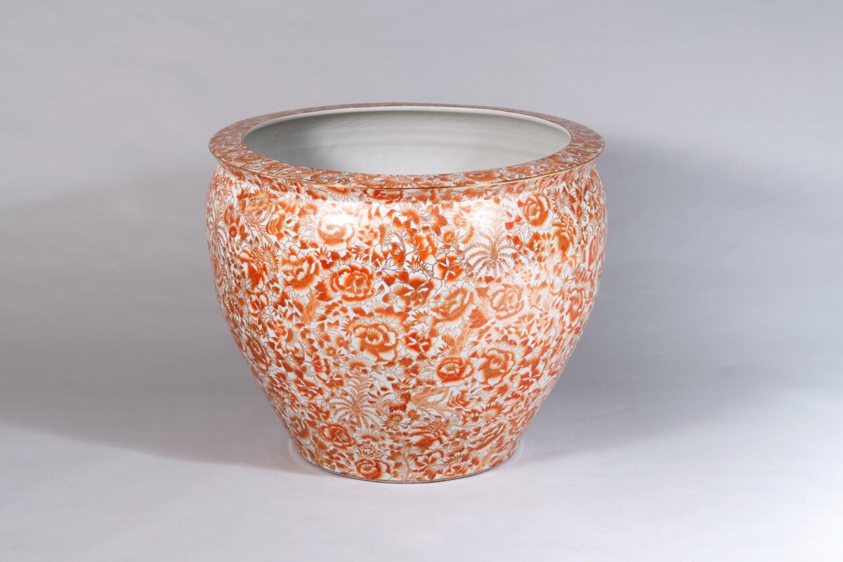 Huge Scale 32" Decorative Chinese Porcelain Fish Bowl Jardinière Planter - Image 12