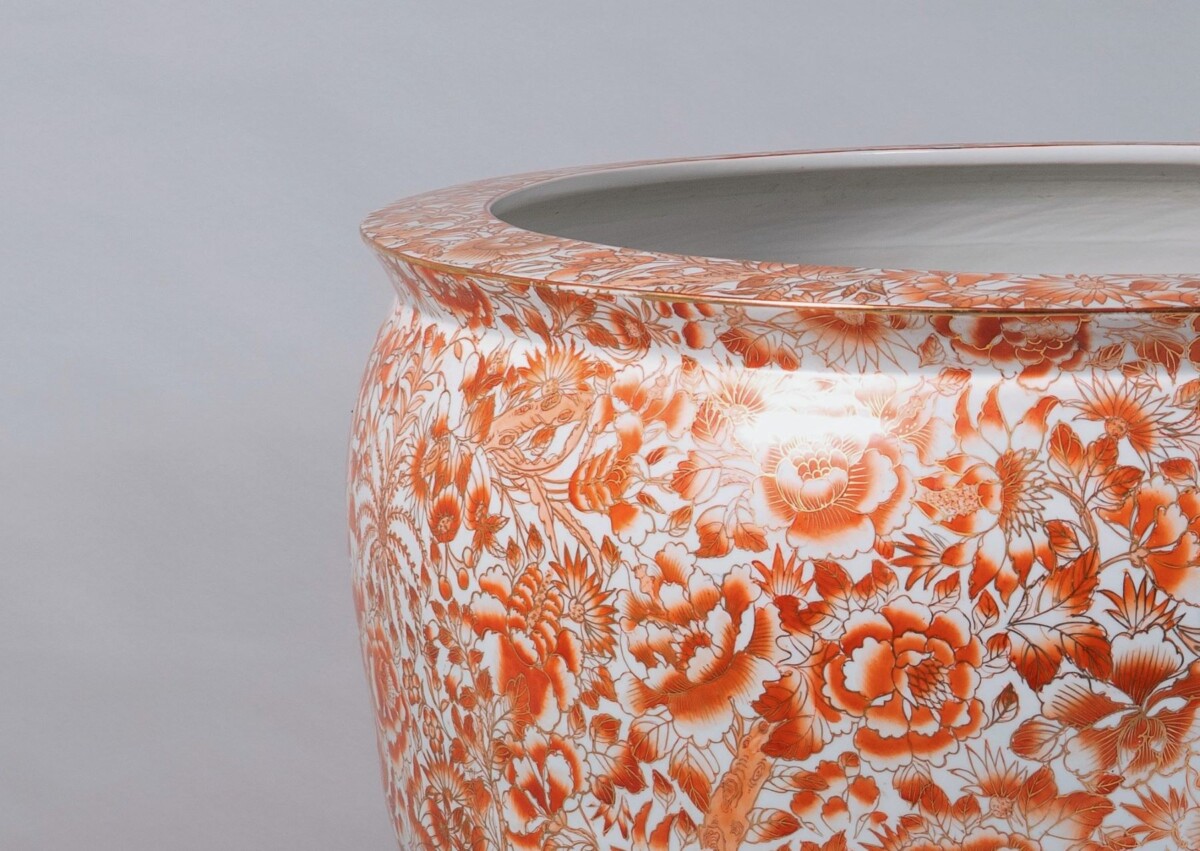 Huge Scale 32" Decorative Chinese Porcelain Fish Bowl Jardinière Planter - Image 11