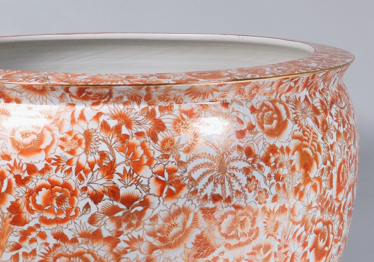 Huge Scale 32" Decorative Chinese Porcelain Fish Bowl Jardinière Planter - Image 2