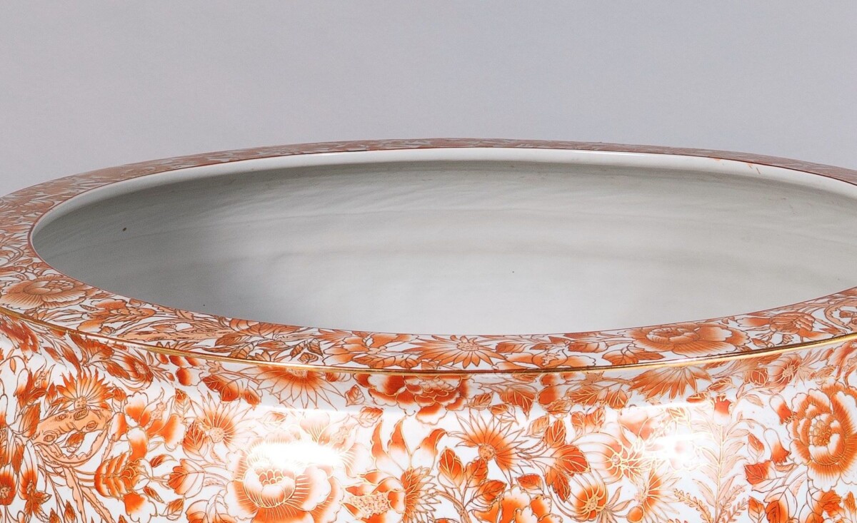 Huge Scale 32" Decorative Chinese Porcelain Fish Bowl Jardinière Planter - Image 8