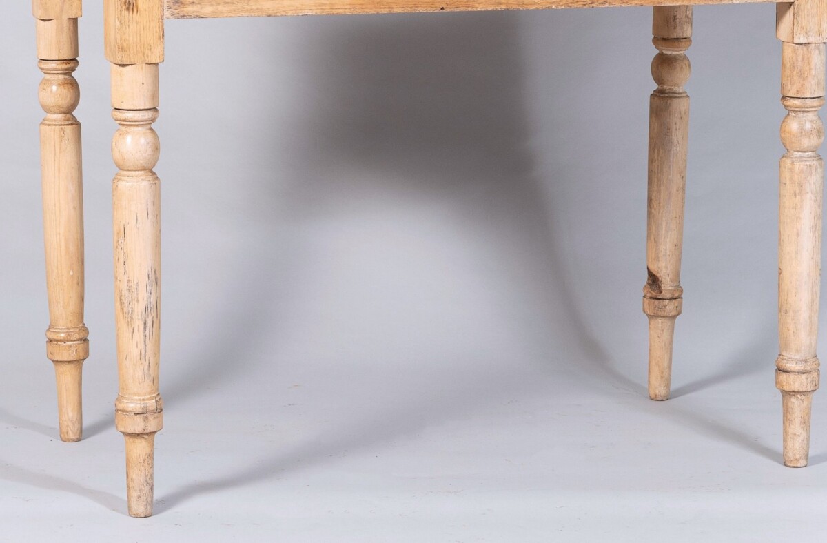 Small Victorian Scraped Bleached Pine Side Table with Frieze Drawer | Desk Console - Image 8