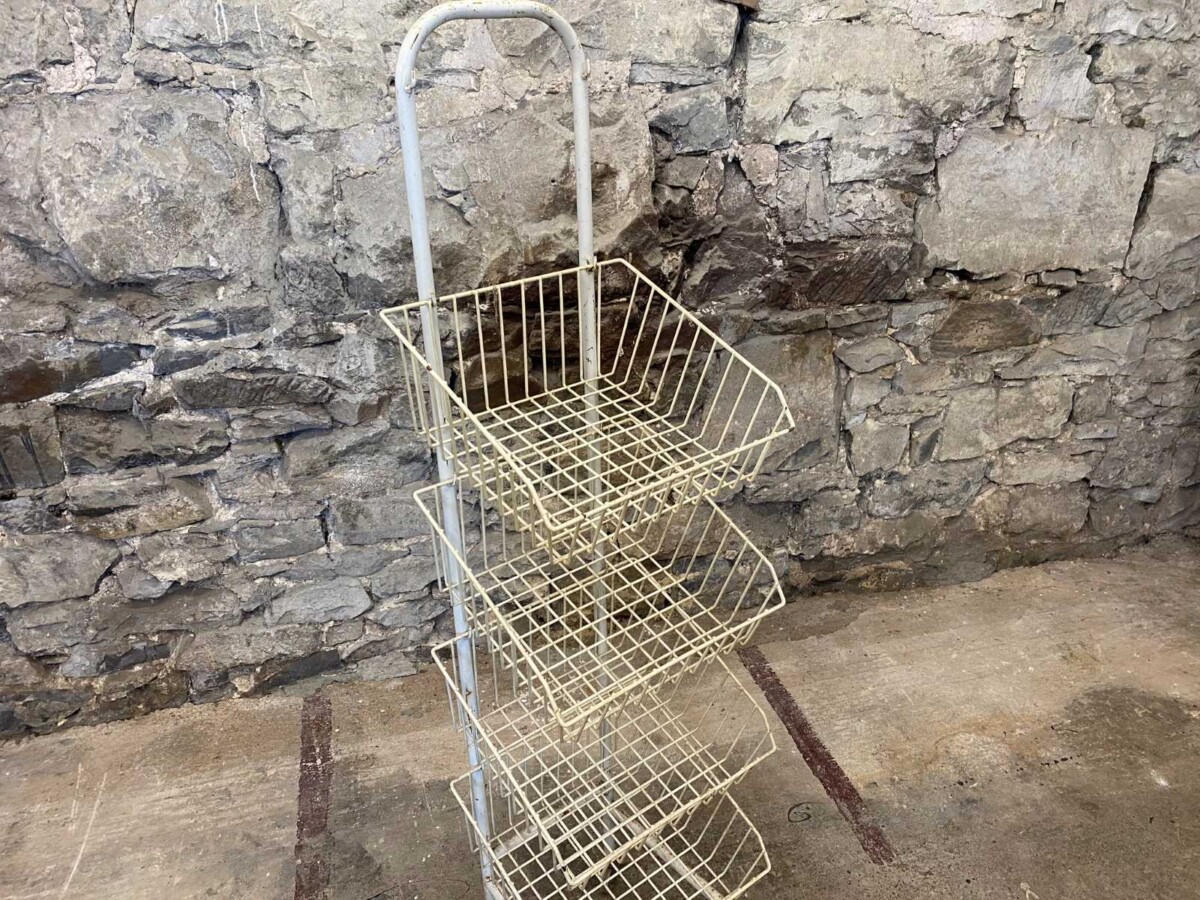 1970s Mid Century Vintage Wire Basket Metal Shop Rack | Kitchen Storage - Image 2