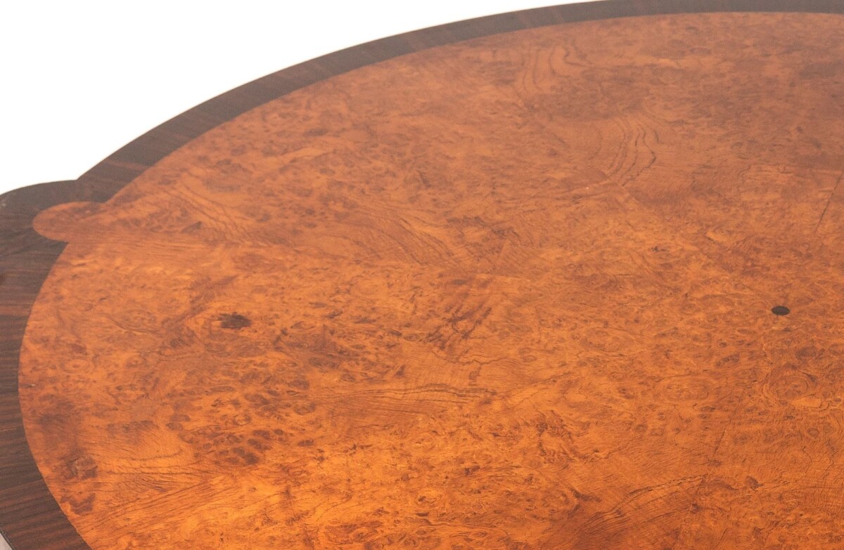 An Exceptional Arthur Brett Gothic Revival Burr Oak Inlay Centre Table - Image 4