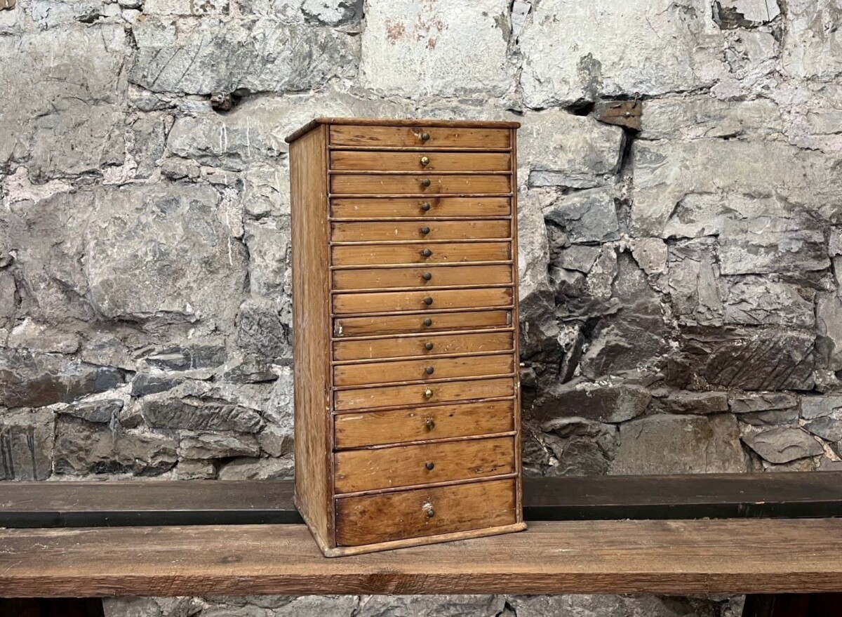 Small Pine Collectors Chest Of 15 Graduated Drawers | Watchmakers Drawers