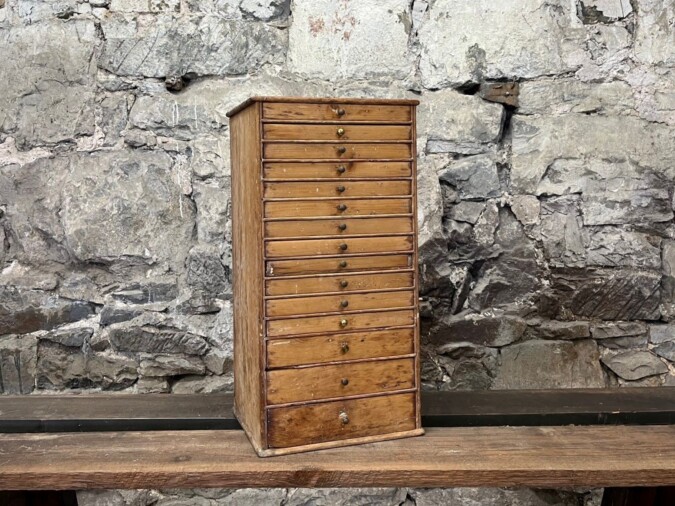 Small Pine Collectors Chest Of 15 Graduated Drawers | Watchmakers Drawers