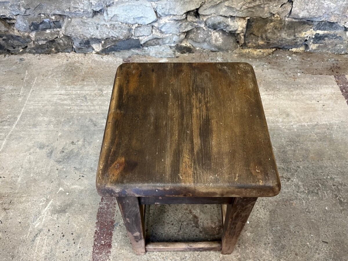 Small Solid Old Pine Wooden Stool | Occasional Side Table - Image 3