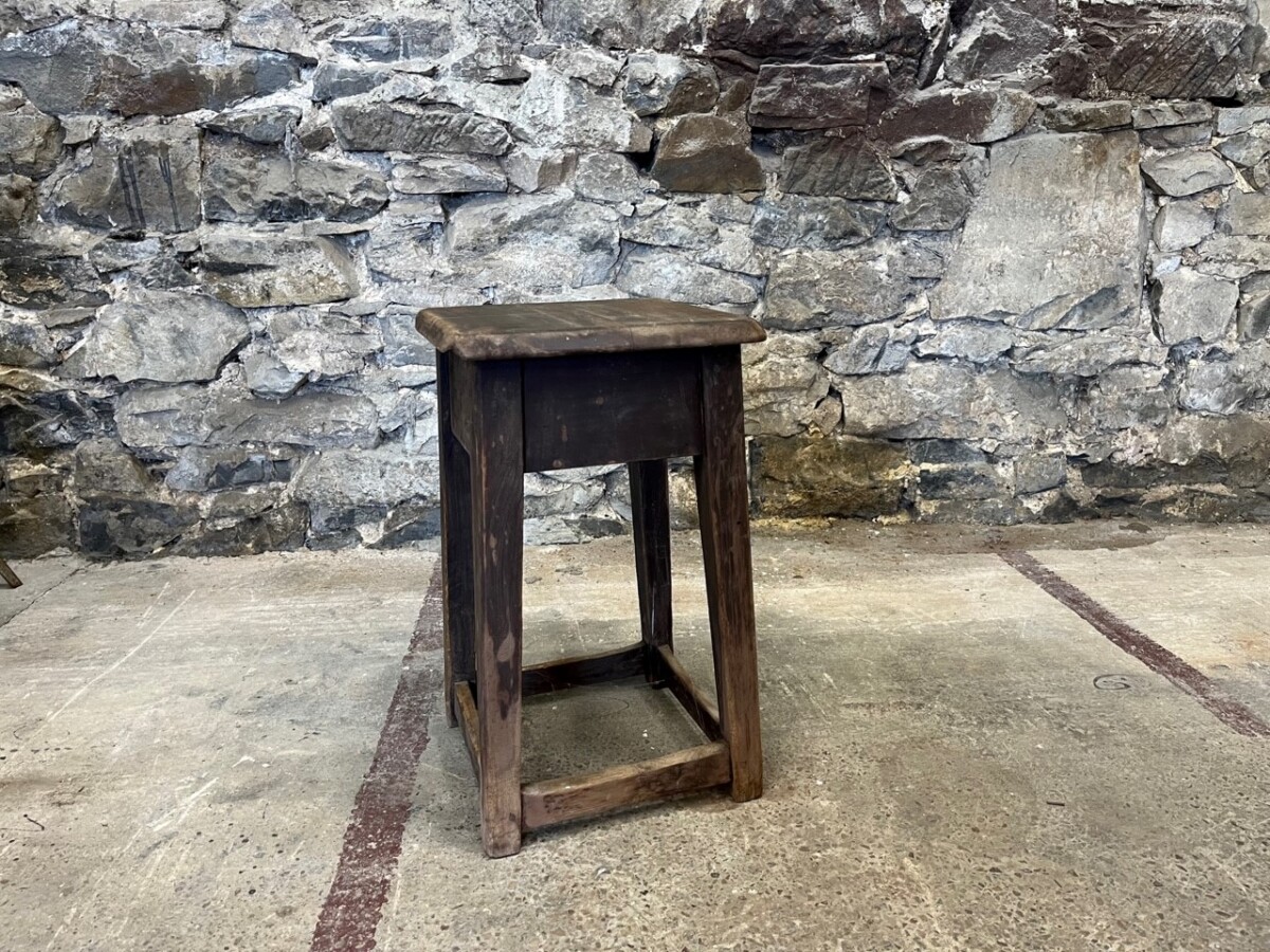 Small Solid Old Pine Wooden Stool | Occasional Side Table - Image 5