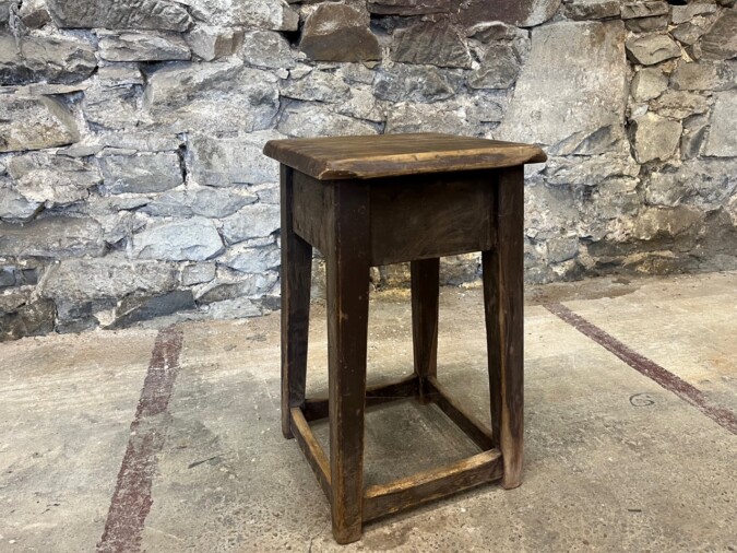 Small Solid Old Pine Wooden Stool | Occasional Side Table