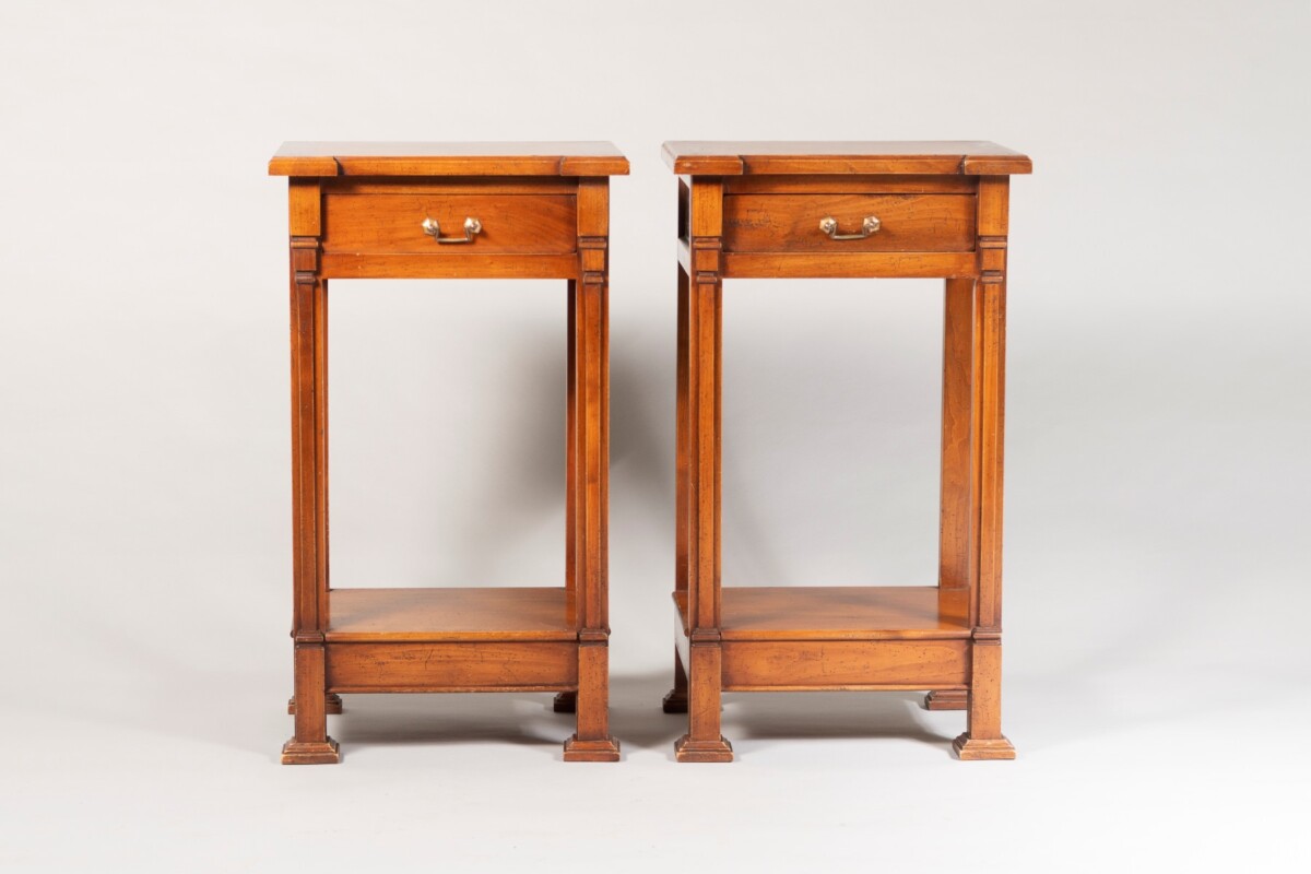 A Pair of Mid Century French Walnut Bedside Tables | Nightstands - Image 2