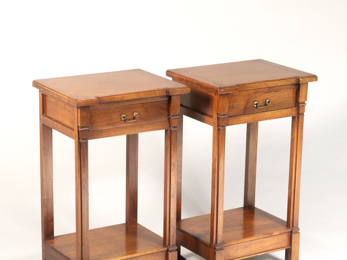 A Pair of Mid Century French Walnut Bedside Tables | Nightstands - Image 9
