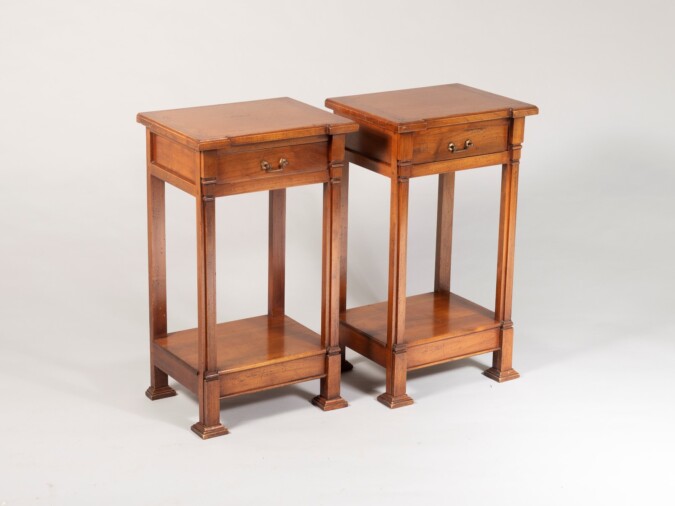 A Pair of Mid Century French Walnut Bedside Tables | Nightstands