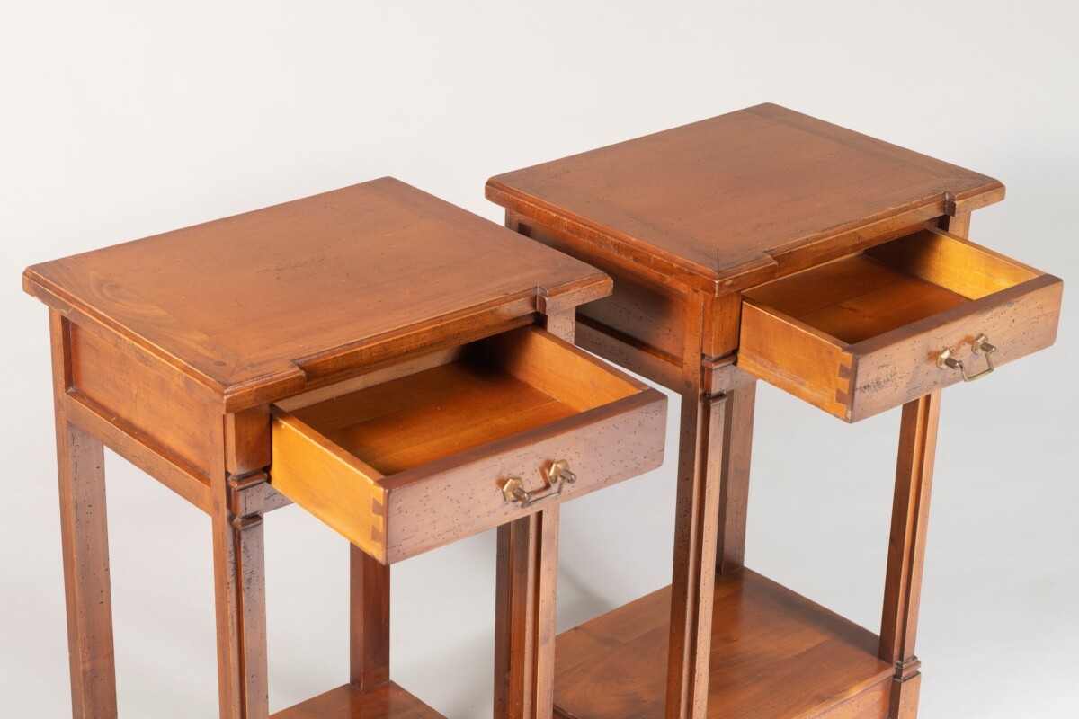 A Pair of Mid Century French Walnut Bedside Tables | Nightstands - Image 10