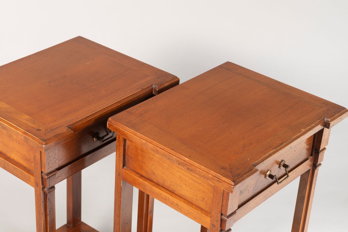 A Pair of Mid Century French Walnut Bedside Tables | Nightstands - Image 6