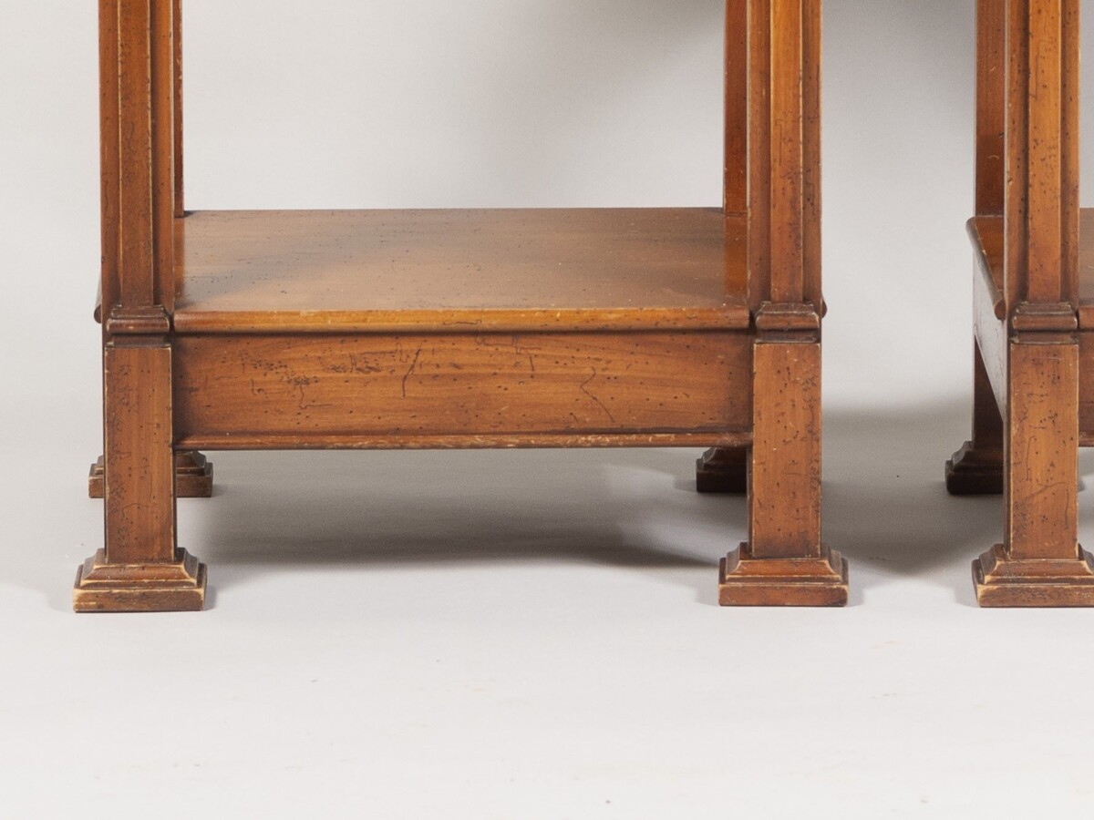A Pair of Mid Century French Walnut Bedside Tables | Nightstands - Image 4