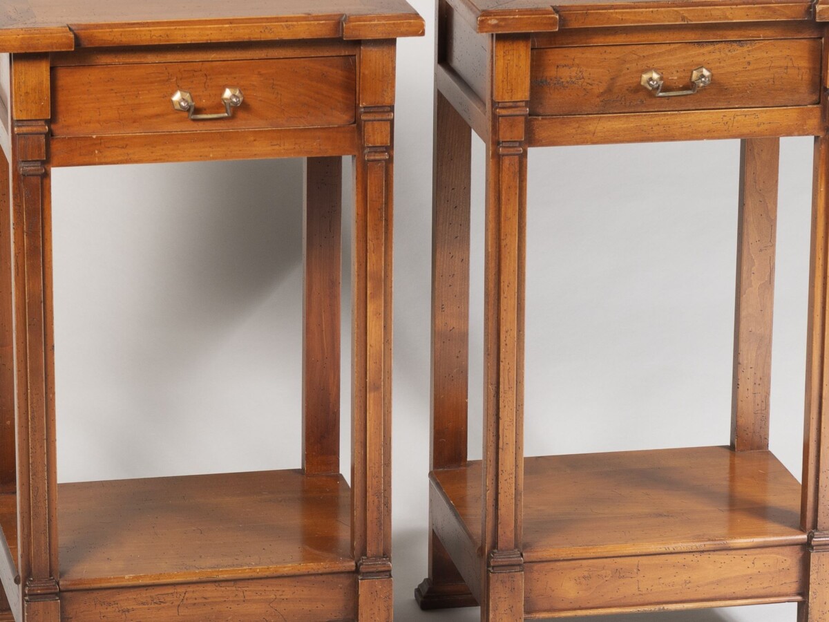 A Pair of Mid Century French Walnut Bedside Tables | Nightstands - Image 3