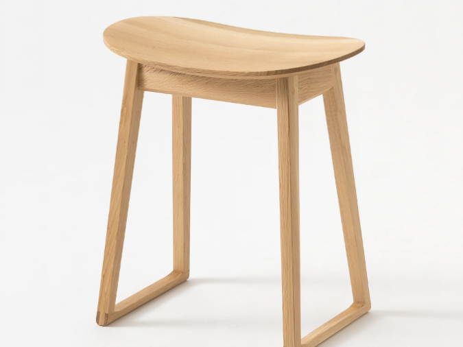 HIDA Suwari Stool with Wooden Seat - Japanese Oak