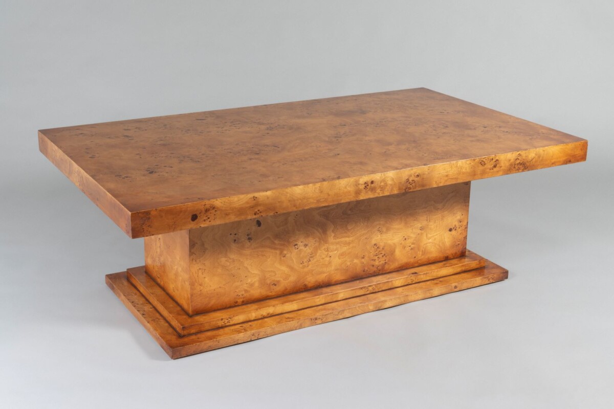 1970/80s Mid-Century Modern Birdseye Maple Large Rectangular Coffee Table