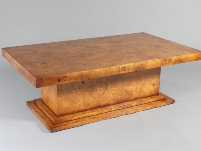 1970/80s Mid-Century Modern Birdseye Maple Large Rectangular Coffee Table