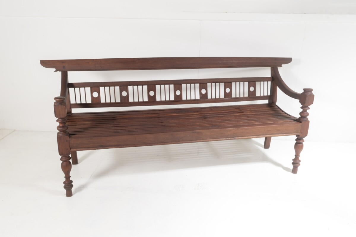 Antique Burmese Teak Bench Sofa Seat Myanmar (Burma) - 3 seater