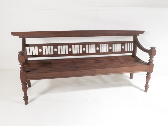 Antique Burmese Teak Bench Sofa Seat Myanmar (Burma) - 3 seater
