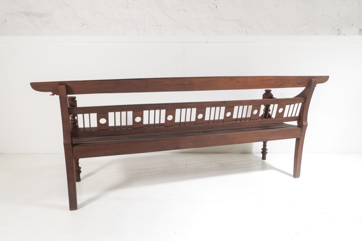Antique Burmese Teak Bench Sofa Seat Myanmar (Burma) - 3 seater - Image 5