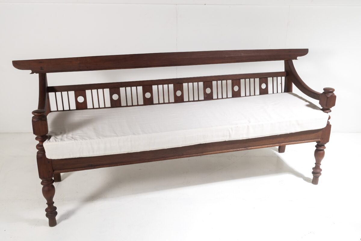 Antique Burmese Teak Bench Sofa Seat Myanmar (Burma) - 3 seater - Image 12