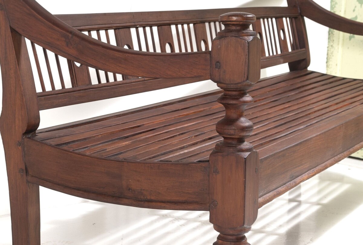 Antique Burmese Teak Bench Sofa Seat Myanmar (Burma) - 3 seater - Image 10