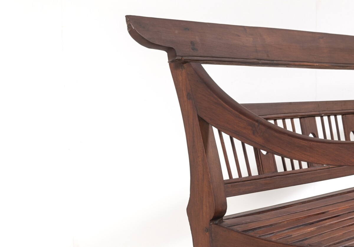 Antique Burmese Teak Bench Sofa Seat Myanmar (Burma) - 3 seater - Image 8