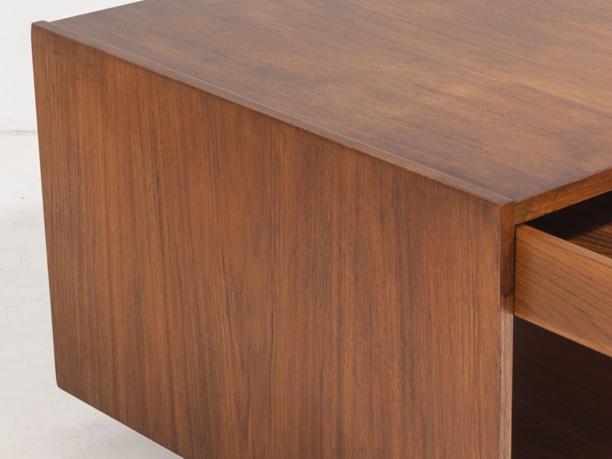 1960s Mid Century Square Cube Teak Coffee Table with Double Sided Drawer - Image 7