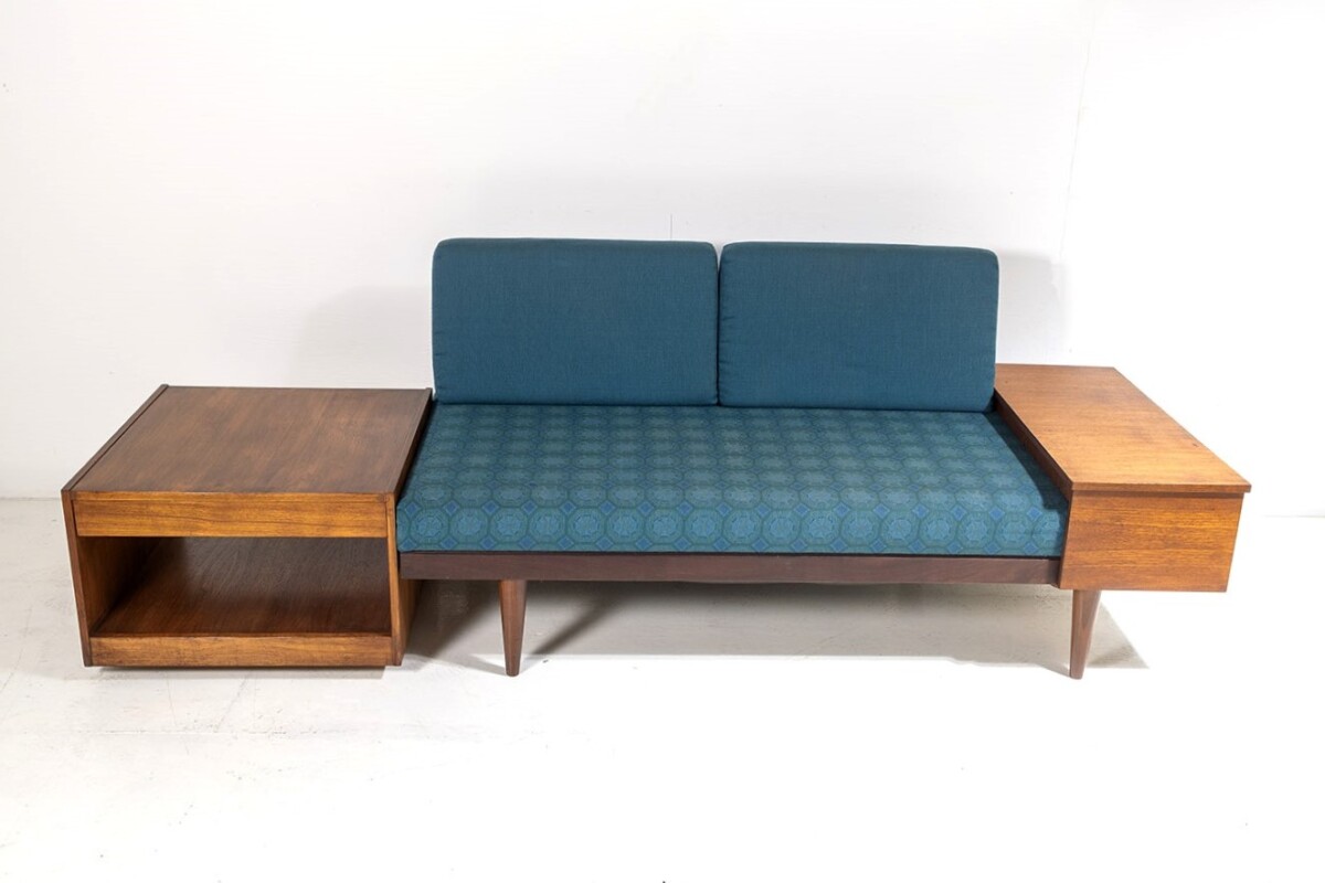 1960s Mid Century Square Cube Teak Coffee Table with Double Sided Drawer - Image 9