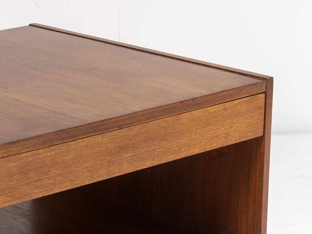 1960s Mid Century Square Cube Teak Coffee Table with Double Sided Drawer - Image 13