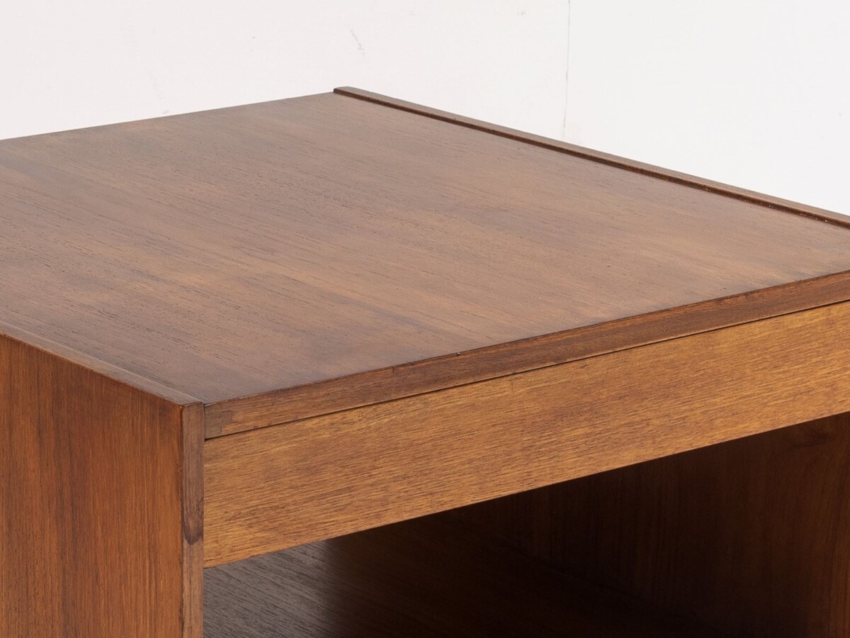 1960s Mid Century Square Cube Teak Coffee Table with Double Sided Drawer - Image 12