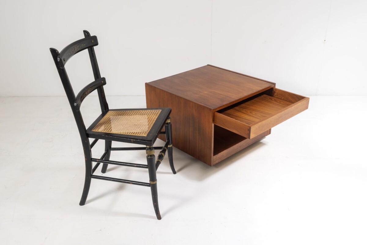 1960s Mid Century Square Cube Teak Coffee Table with Double Sided Drawer - Image 8