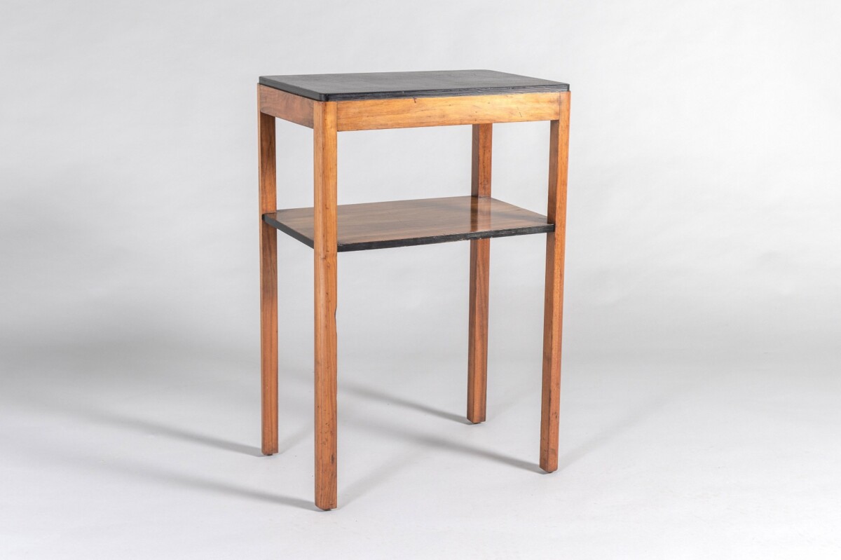 Mid Century Scandinavian Modern Walnut and Birch Occasional Side Table