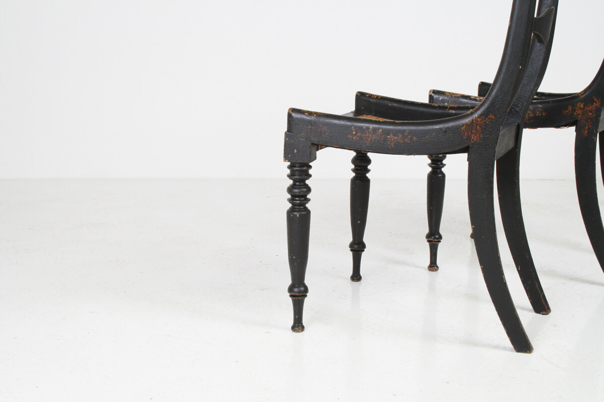 A Pair of 19th Century Antique Ebonised Chinoiserie Occasional Chairs with Cane Seats - Image 11