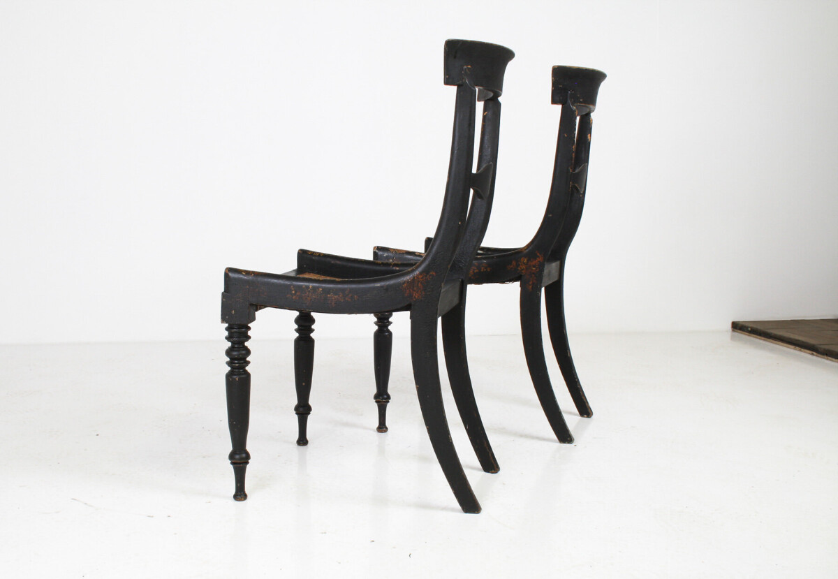A Pair of 19th Century Antique Ebonised Chinoiserie Occasional Chairs with Cane Seats - Image 7