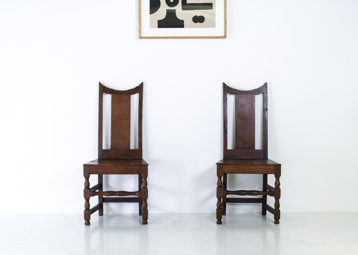 A Pair of Estate Made English Oak George I Hall Chairs, Early 18th Century - Image 18