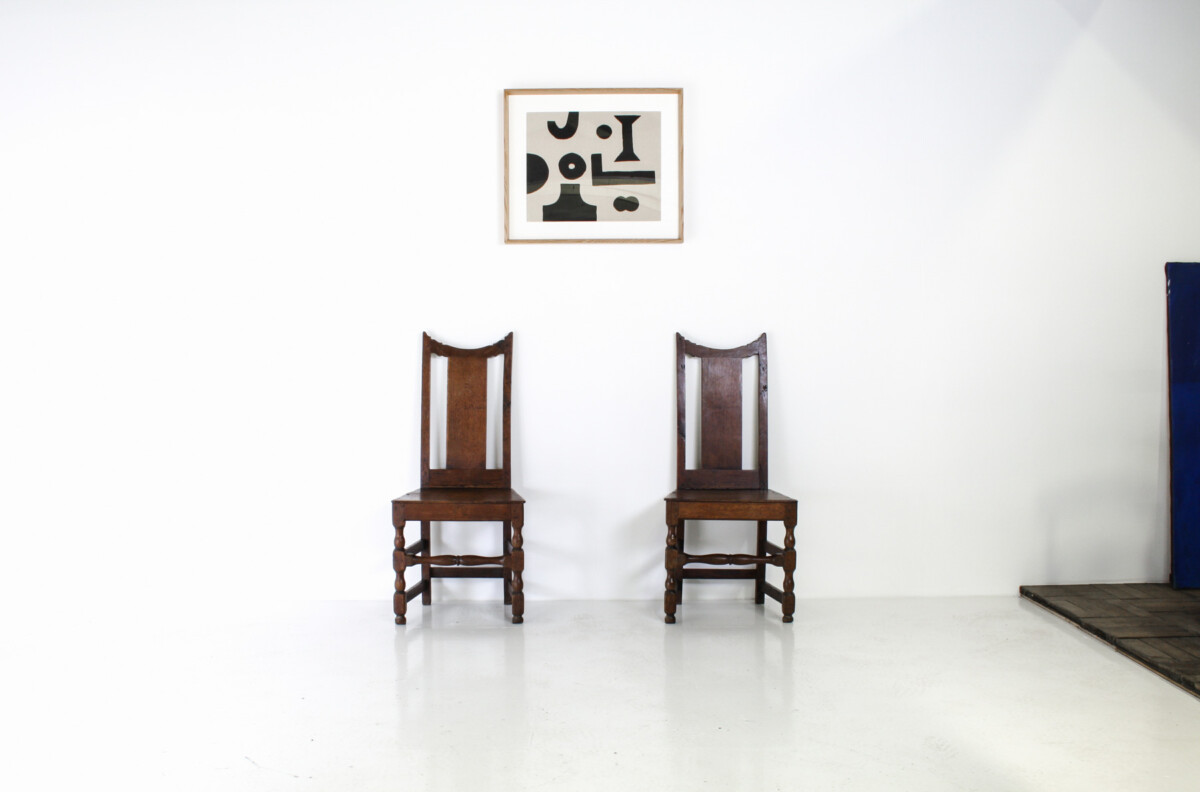 A Pair of Estate Made English Oak George I Hall Chairs, Early 18th Century - Image 17
