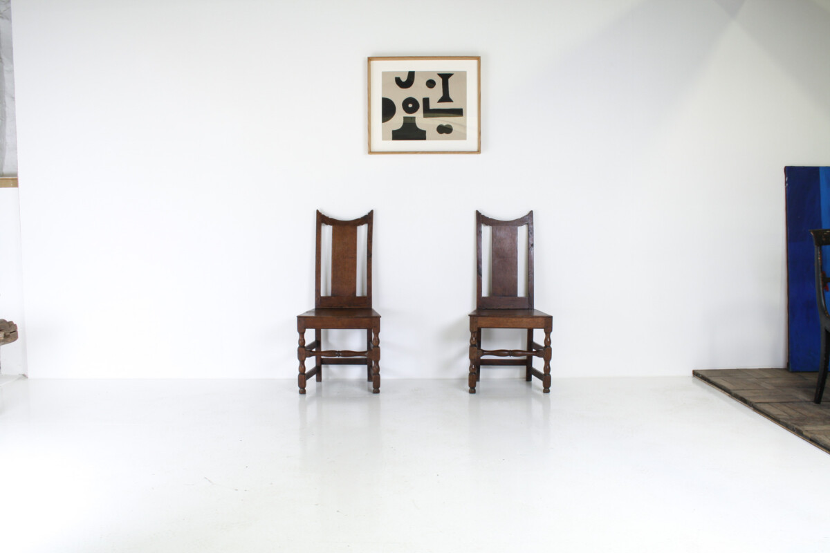 A Pair of Estate Made English Oak George I Hall Chairs, Early 18th Century - Image 16