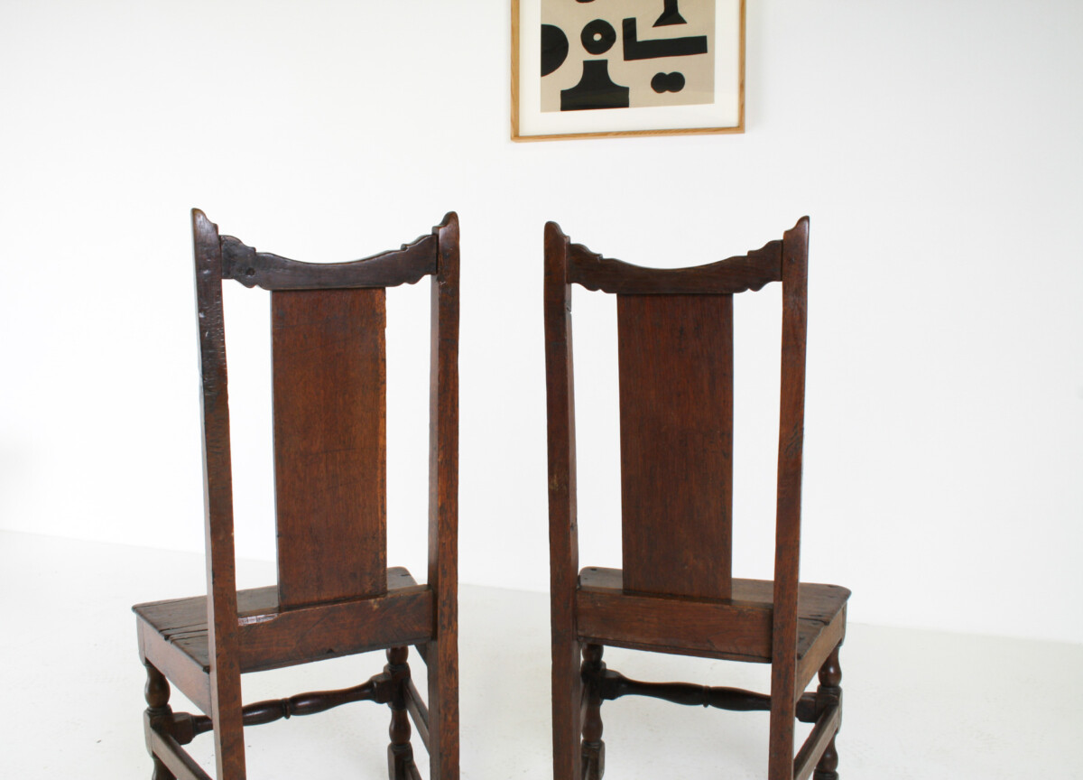 A Pair of Estate Made English Oak George I Hall Chairs, Early 18th Century - Image 15