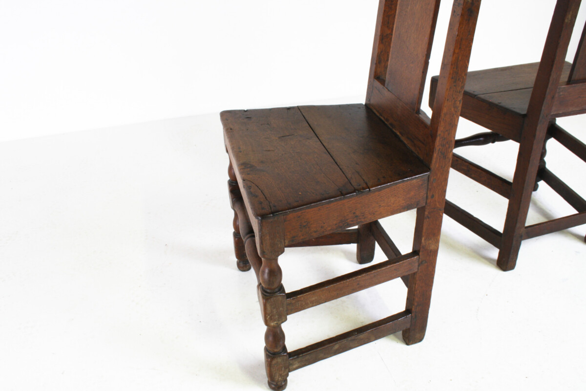 A Pair of Estate Made English Oak George I Hall Chairs, Early 18th Century - Image 13