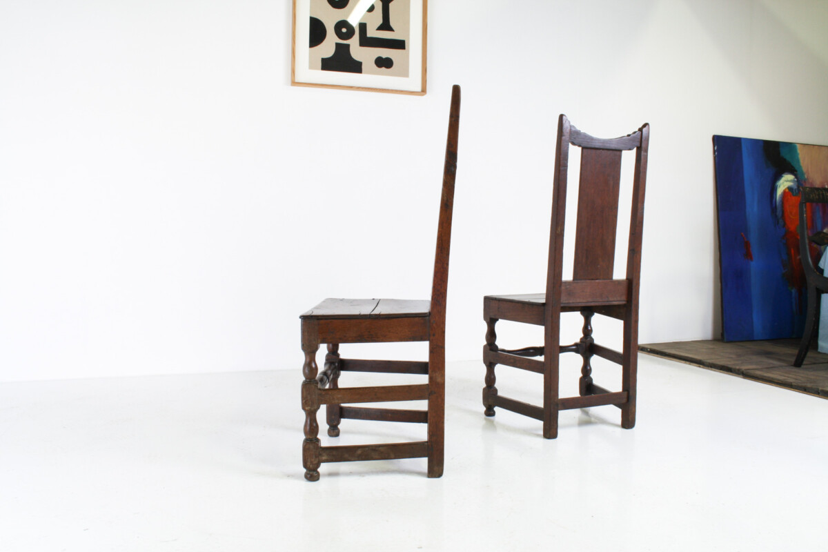 A Pair of Estate Made English Oak George I Hall Chairs, Early 18th Century - Image 12