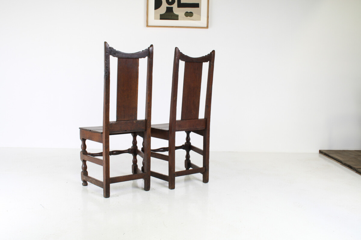 A Pair of Estate Made English Oak George I Hall Chairs, Early 18th Century - Image 11