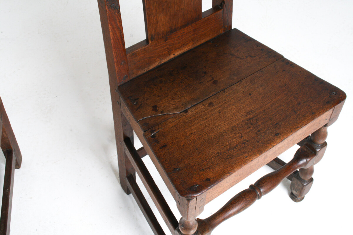 A Pair of Estate Made English Oak George I Hall Chairs, Early 18th Century - Image 9