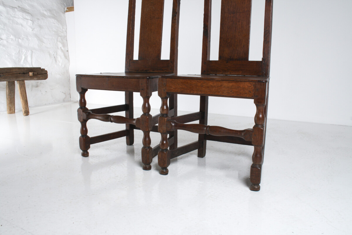 A Pair of Estate Made English Oak George I Hall Chairs, Early 18th Century - Image 8