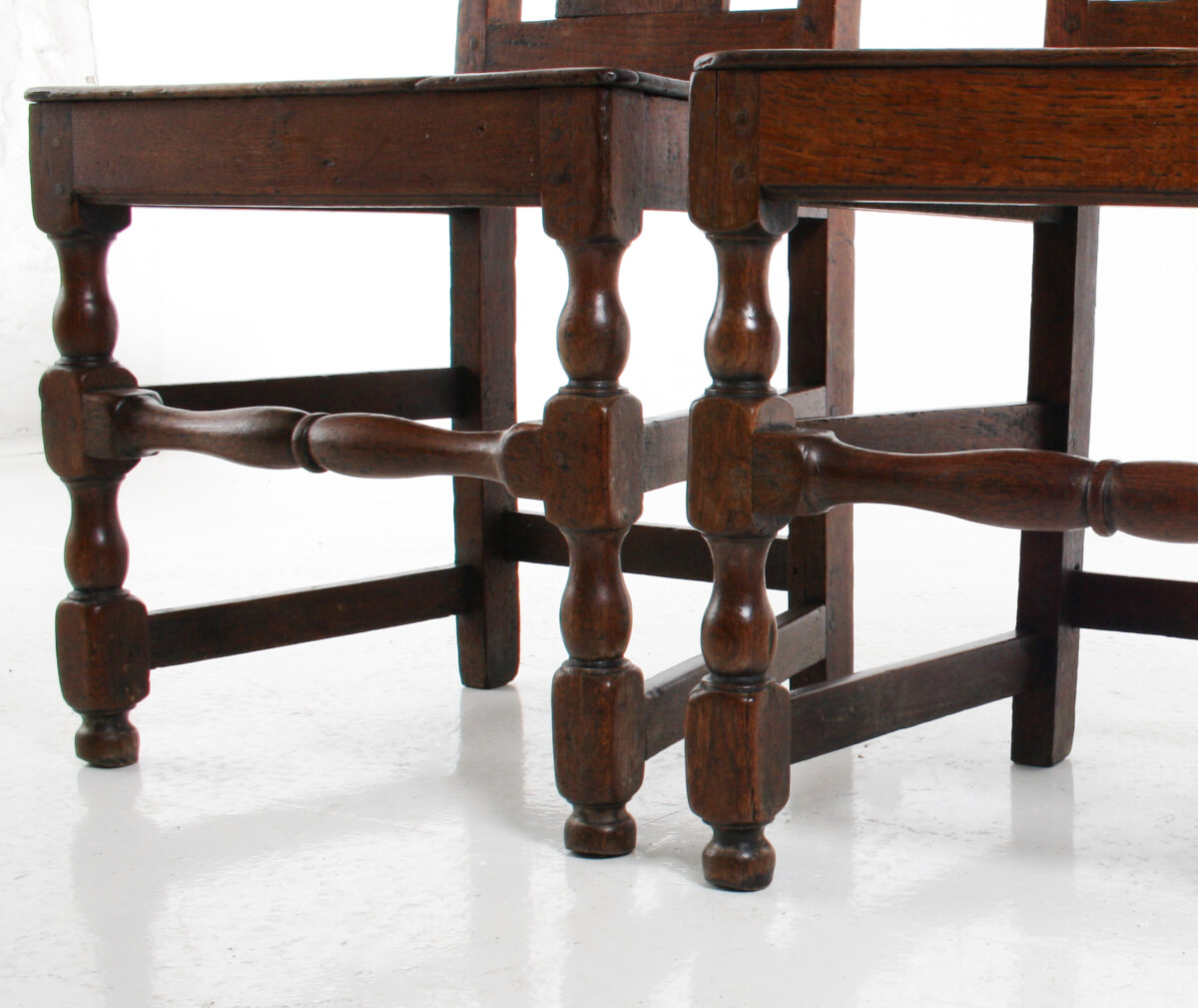A Pair of Estate Made English Oak George I Hall Chairs, Early 18th Century - Image 6