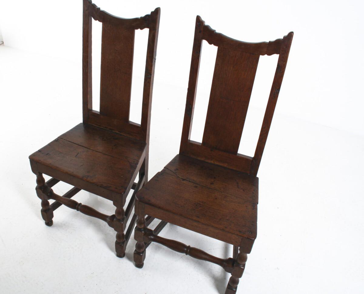 A Pair of Estate Made English Oak George I Hall Chairs, Early 18th Century - Image 4